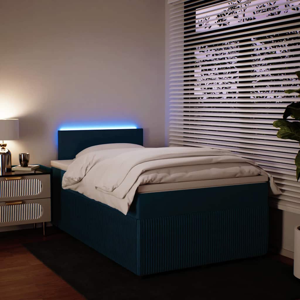 Thumbnail - vidaXL Boxspringbett mit Matratze Blau 120x200 cm Samt