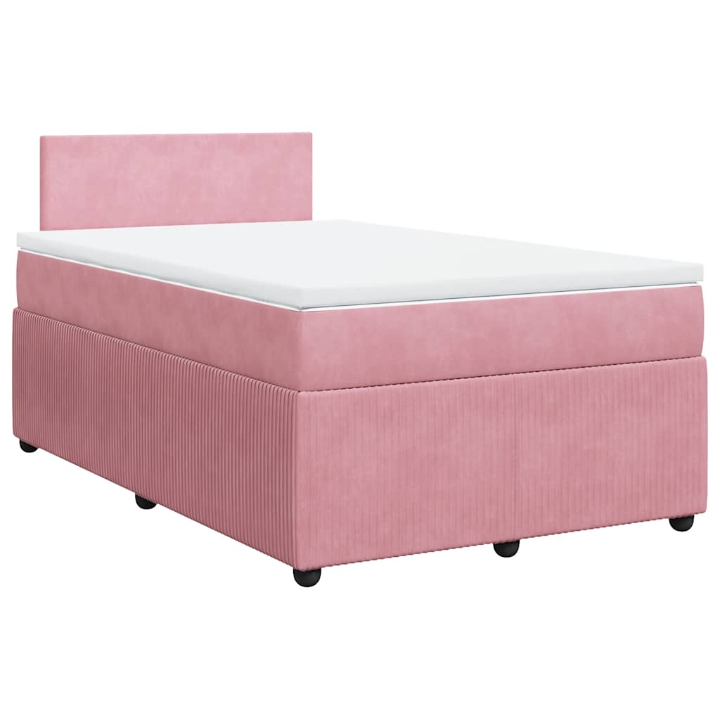 vidaXL Boxspring met matras fluweel roze 120x200 cm afbeelding