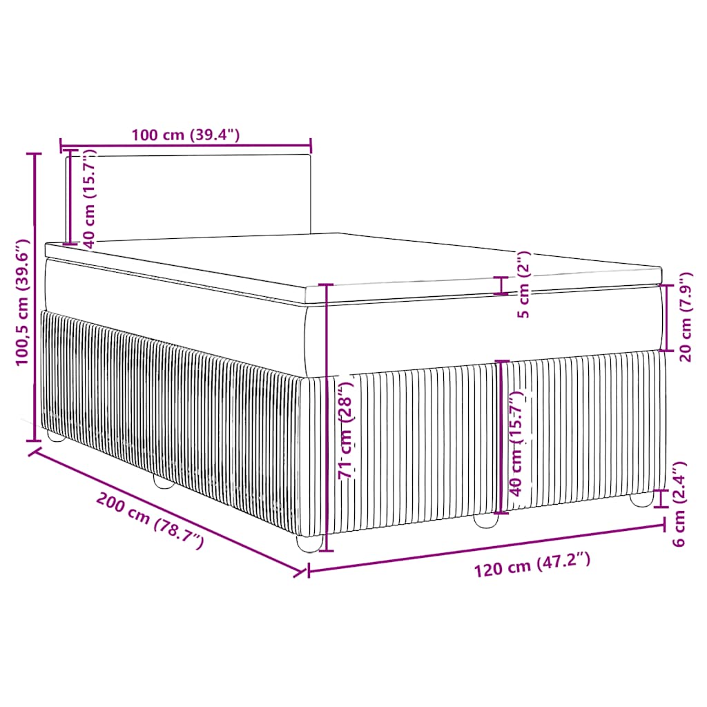 Box spring postel s matrací růžová 120 x 200 cm samet - obrázek 18