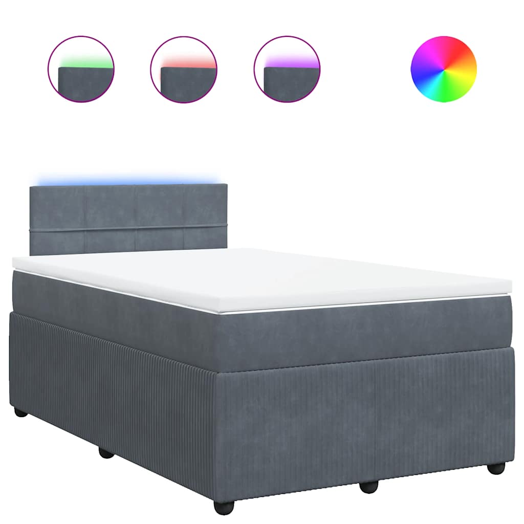 vidaXL Box spring postel s matrací tmavě šedá 120 x 200 cm samet