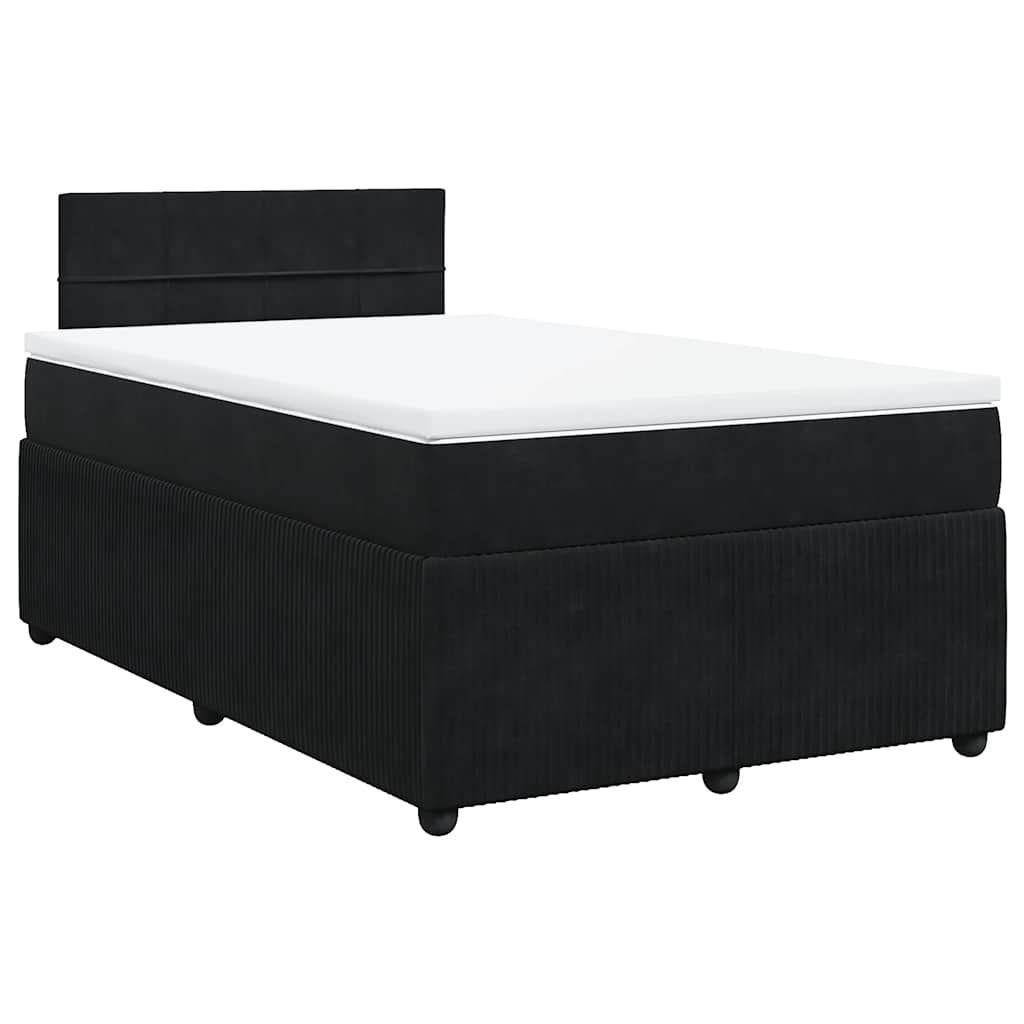 vidaXL Boxspring met matras fluweel zwart 120x200 cm afbeelding