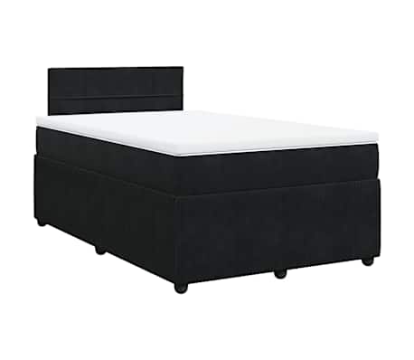 vidaXL Cama boxspring com colchão 120x200 cm veludo preto