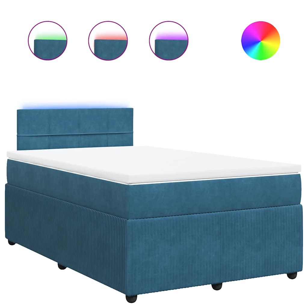Thumbnail - vidaXL Boxspringbett mit Matratze Blau 120x200 cm Samt