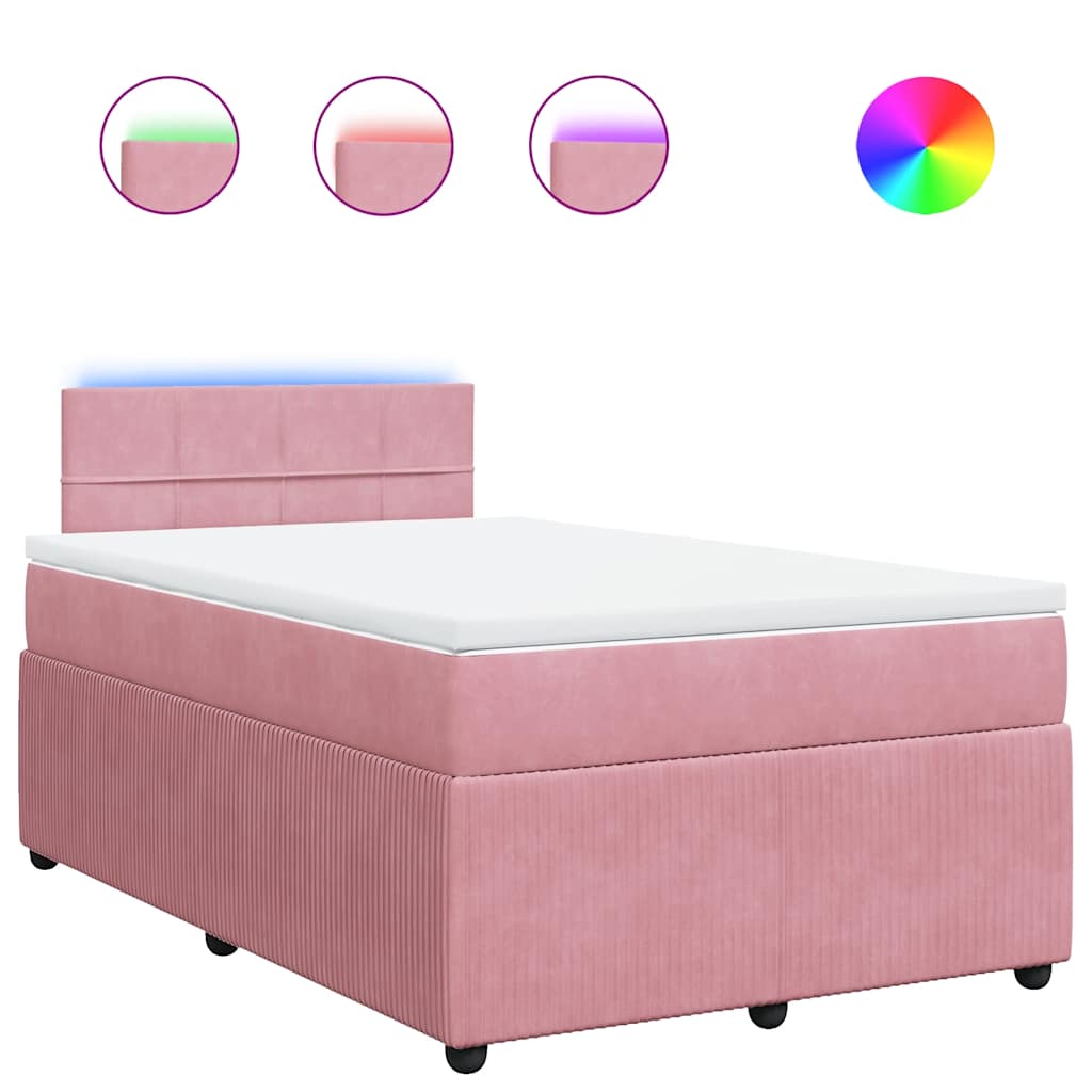 vidaXL Box spring postel s matrací růžová 120 x 200 cm samet