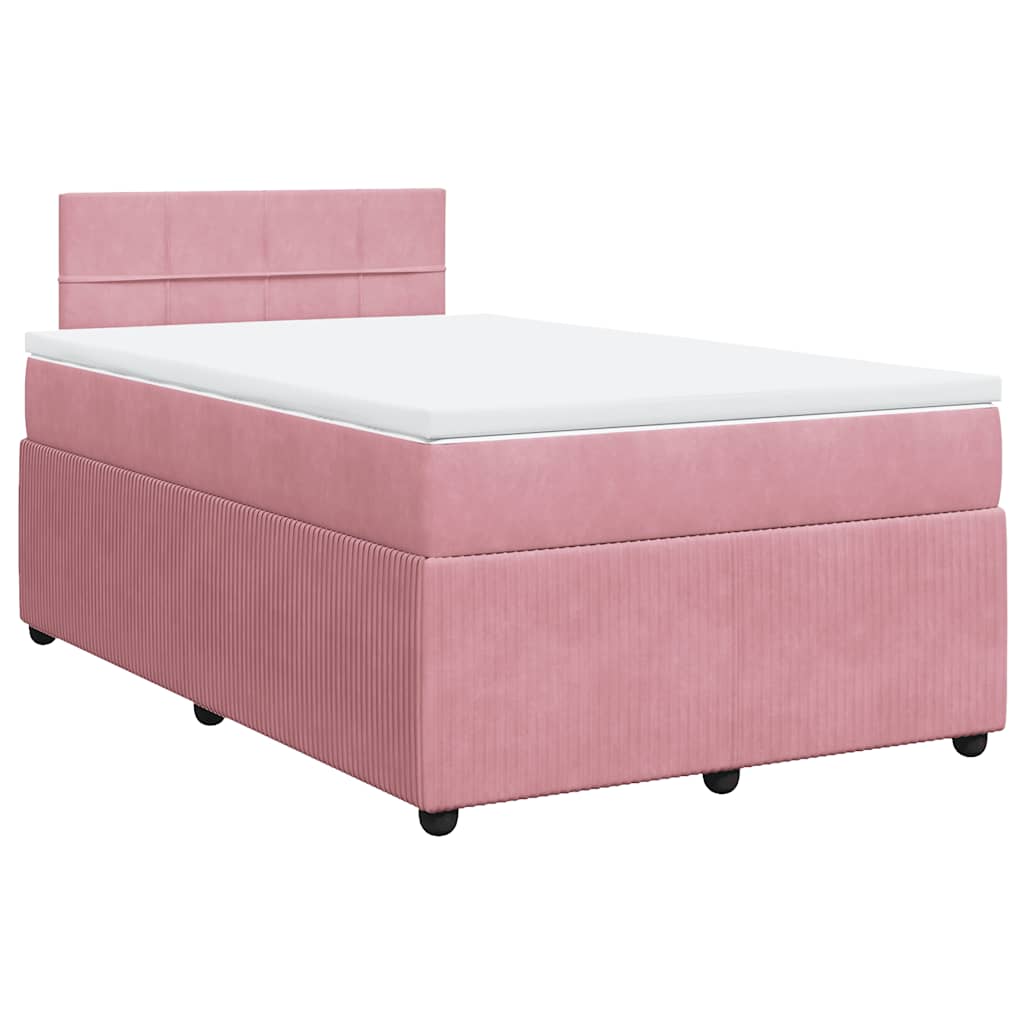 vidaXL Boxspring met matras fluweel roze 120x200 cm afbeelding