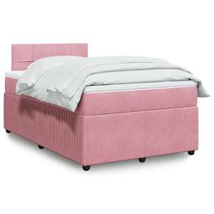 Box spring postelja z vzmetnico roza 120x200 cm žamet