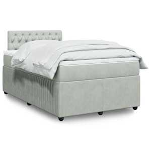 Box spring postel s matrací světle šedá 120 x 200 cm samet - obrázek 1