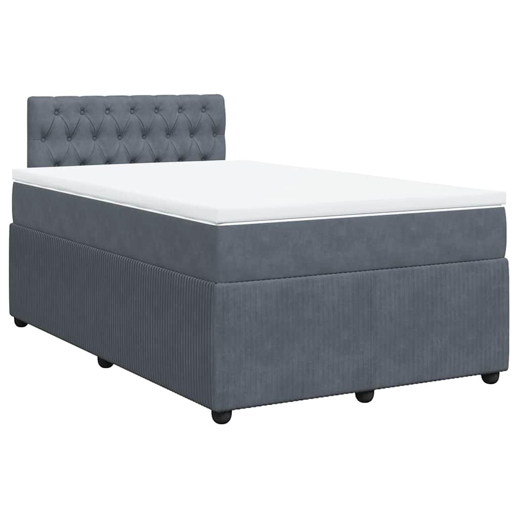 vidaXL Boxspring met matras fluweel donkergrijs 120x200 cm afbeelding