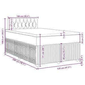Box spring postel s matrací tmavě šedá 120 x 200 cm samet - obrázek 18