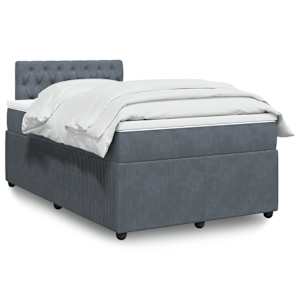 Box spring postelja z vzmetnico temno siva 120x200 cm žamet