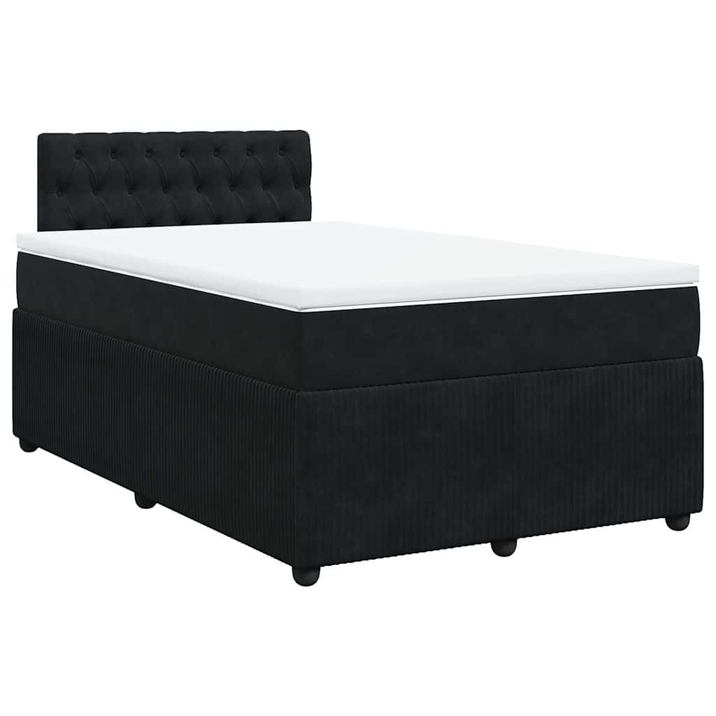 vidaXL Boxspring met matras fluweel zwart 120x200 cm afbeelding