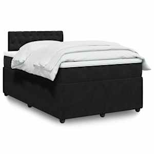 Box spring postelja z vzmetnico črna 120x200 cm žamet