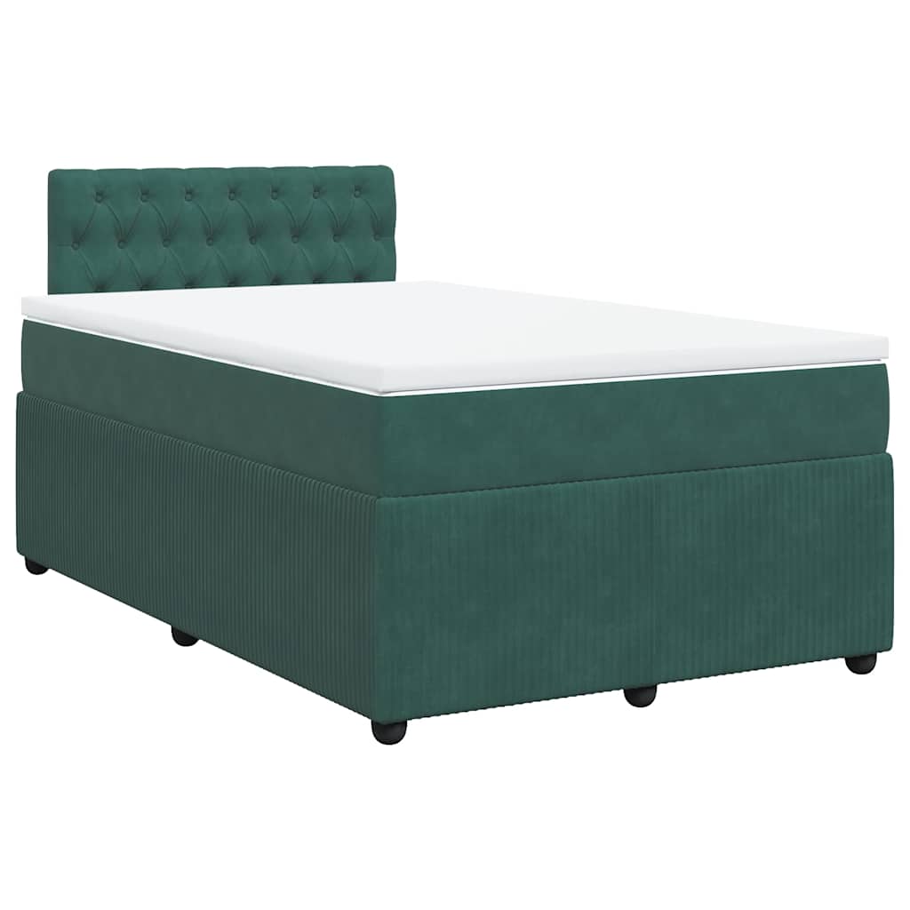 vidaXL Boxspring met matras fluweel donkergroen 120x200 cm afbeelding