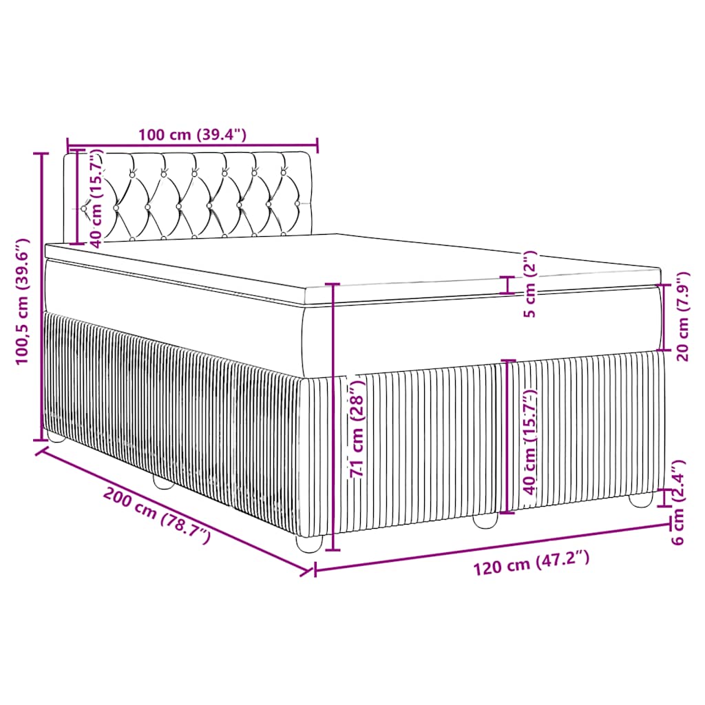 Box spring postel s matrací tmavě zelená 120 x 200 cm samet - obrázek 18