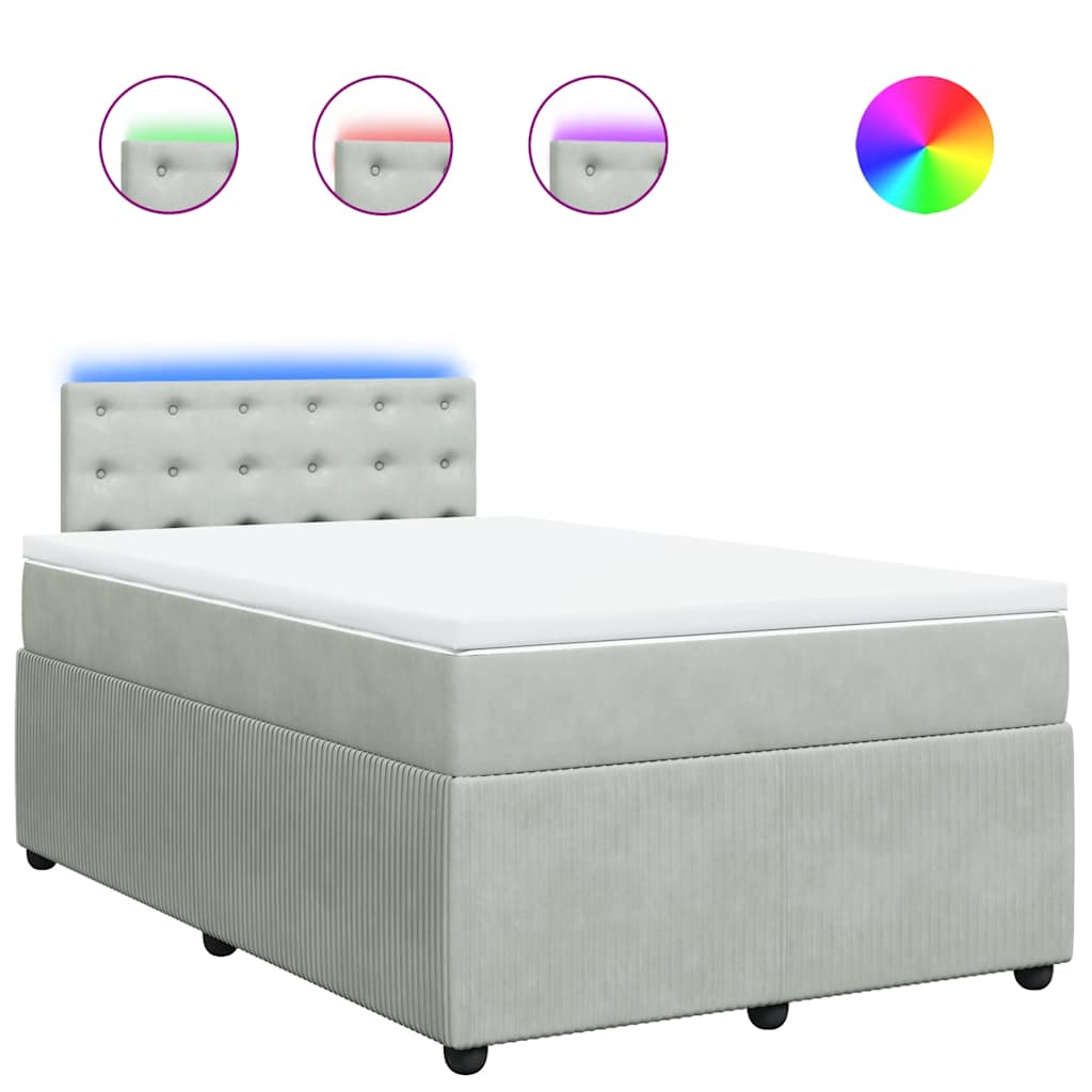 vidaXL Box spring postel s matrací světle šedá 120 x 200 cm samet