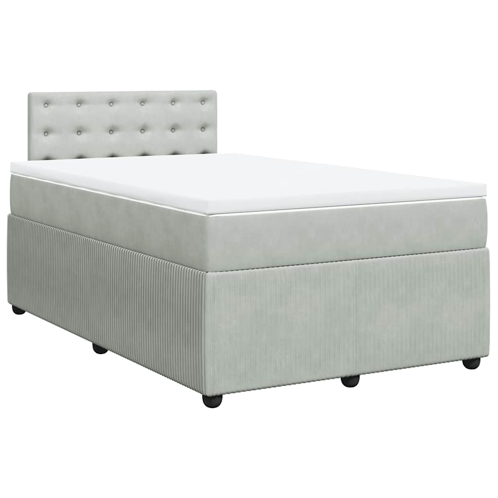 vidaXL Boxspring met matras fluweel lichtgrijs 120x200 cm afbeelding