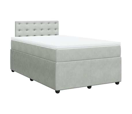 vidaXL H&oacute;lfa&eth; Springr&uacute;m Lj&oacute;sgr&aacute;tt 120x200 cm Flauel