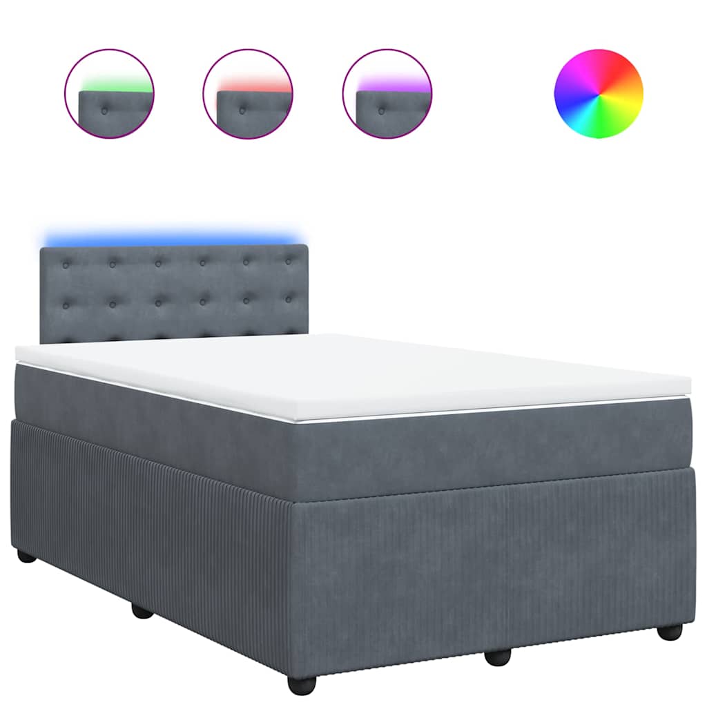 Thumbnail - vidaXL Boxspringbett mit Matratze Dunkelgrau 120x200 cm Samt