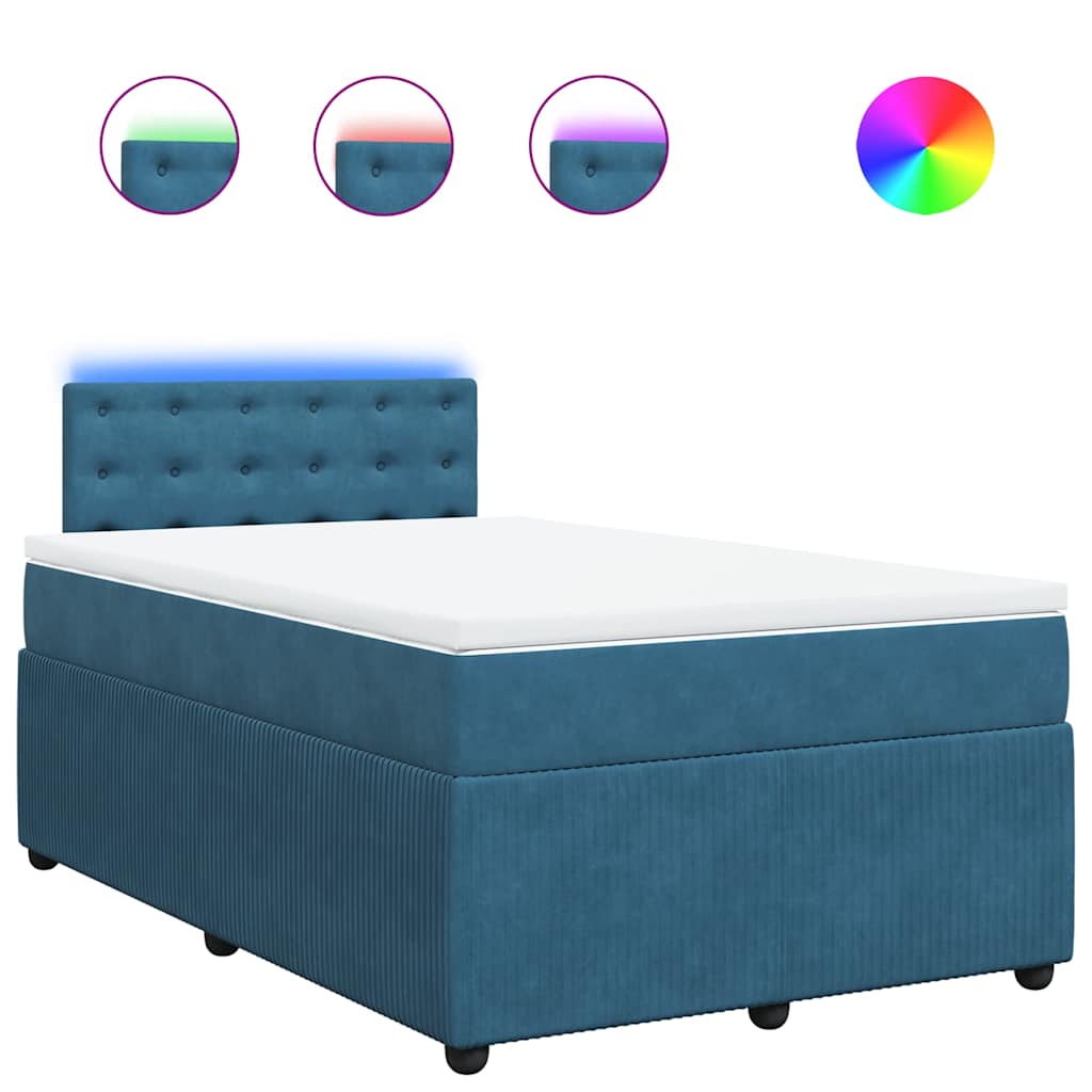 Thumbnail - vidaXL Boxspringbett mit Matratze Blau 120x200 cm Samt