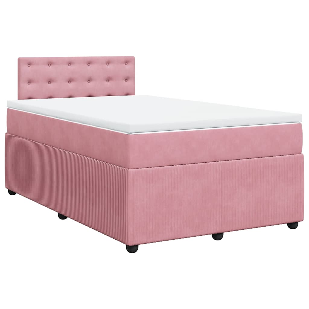 vidaXL Boxspring met matras fluweel roze 120x200 cm afbeelding