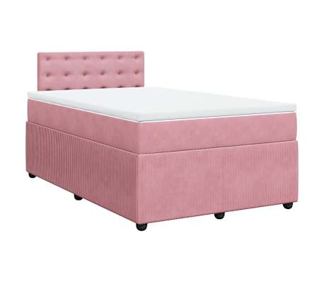 vidaXL Cama boxspring com colchão 120x200 cm veludo rosa