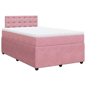 vidaXL Cama boxspring com colchão 120x200 cm veludo rosa