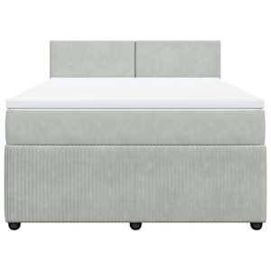 Box spring postel s matrací světle šedá 140x190 cm samet - obrázek 6