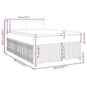 Box spring postel s matrací černá 140 x 190 cm samet - obrázek 18