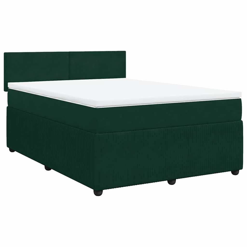 Thumbnail - vidaXL Boxspringbett mit Matratze Dunkelgrün 140x190 cm Samt