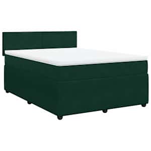 Box spring postel s matrací tmavě zelená 140x190 cm samet - obrázek 3