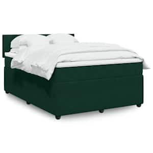 Box spring postel s matrací tmavě zelená 140x190 cm samet - obrázek 1