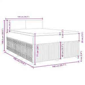 Box spring postel s matrací modrá 140 x 190 cm samet - obrázek 18