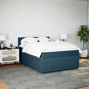 Box spring postel s matrací modrá 140 x 190 cm samet - obrázek 5