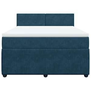 Box spring postel s matrací modrá 140 x 190 cm samet - obrázek 6