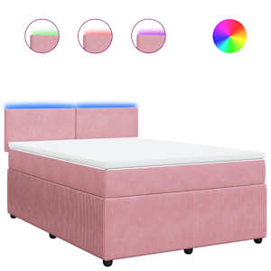 Box spring postel s matrací růžová 140x190 cm samet - obrázek 2