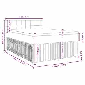 Box spring postel s matrací světle šedá 140x190 cm samet - obrázek 18