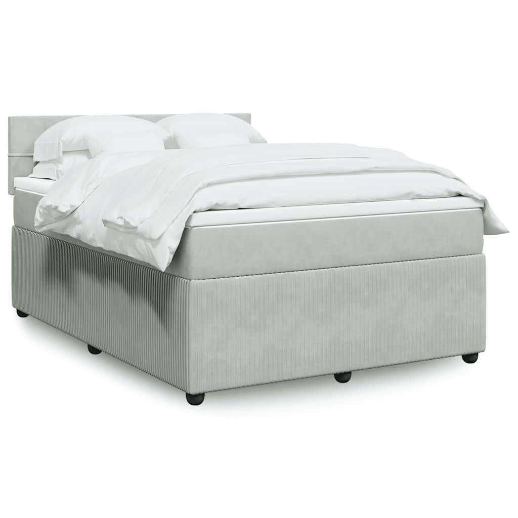 vidaXL Giroletto a Molle con Materasso Grigio Chiaro 140x190cm Velluto