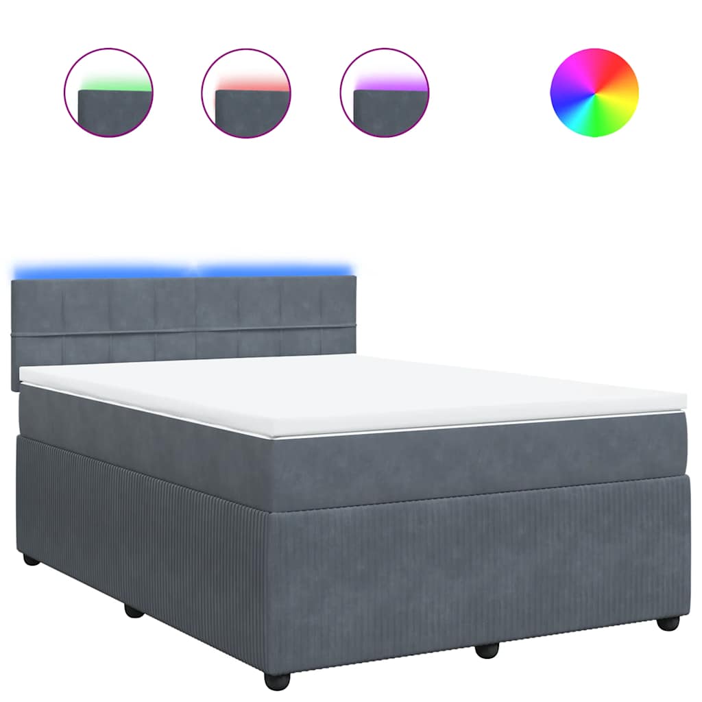 Thumbnail - vidaXL Boxspringbett mit Matratze Dunkelgrau 140x190 cm Samt