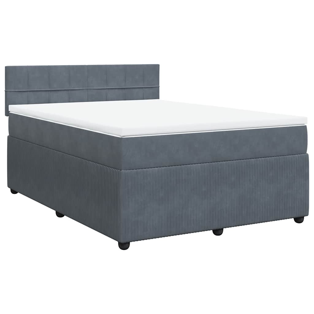 Thumbnail - vidaXL Boxspringbett mit Matratze Dunkelgrau 140x190 cm Samt