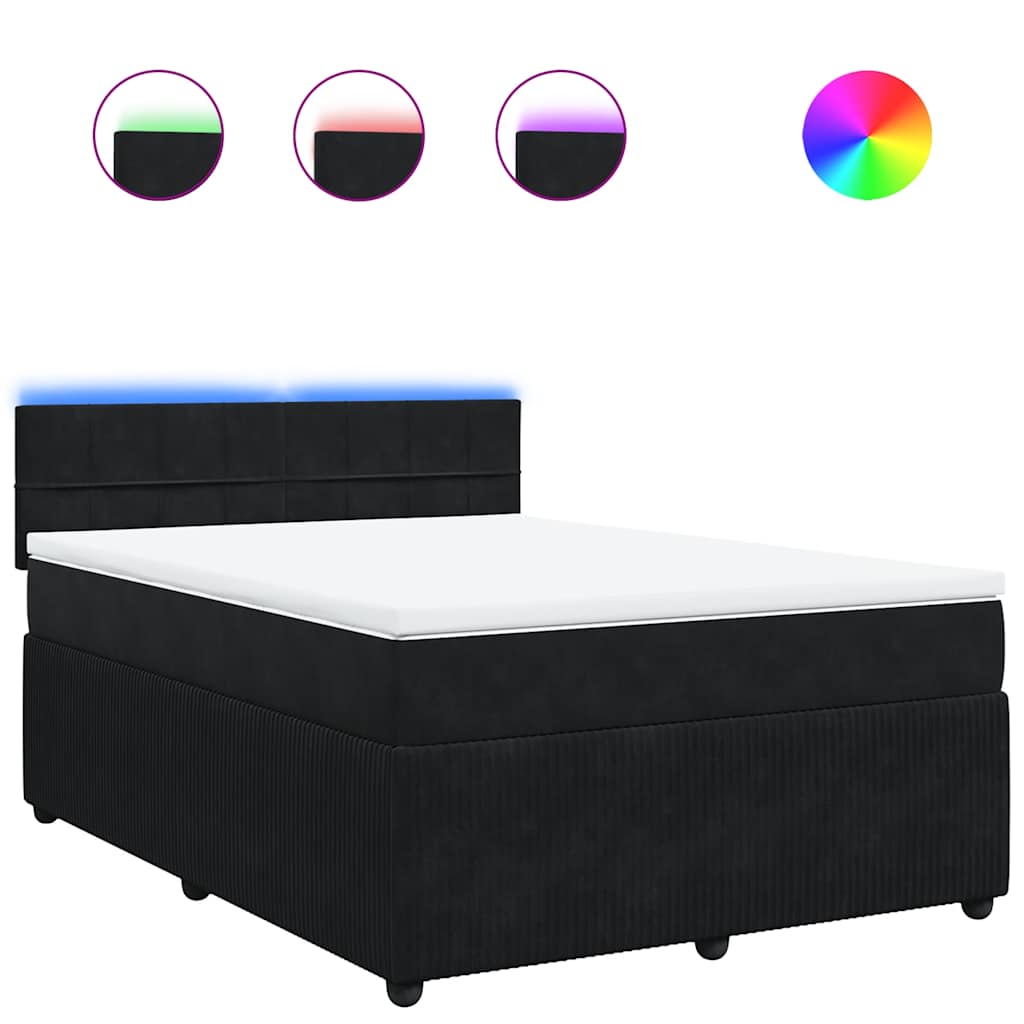 Thumbnail - vidaXL Boxspringbett mit Matratze Schwarz 140x190 cm Samt