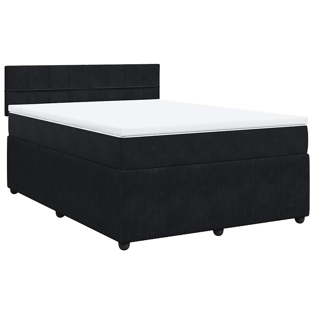 vidaXL Boxspring met matras fluweel zwart 140x190 cm afbeelding
