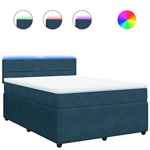 Box spring postel s matrací modrá 140 x 190 cm samet - obrázek 2