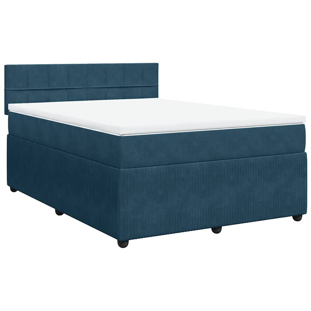 Thumbnail - vidaXL Boxspringbett mit Matratze Blau 140x190 cm Samt