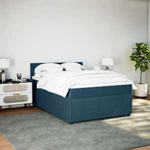 Box spring postel s matrací modrá 140 x 190 cm samet - obrázek 5