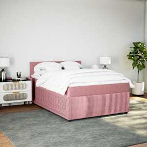 Box spring postel s matrací růžová 140x190 cm samet - obrázek 5