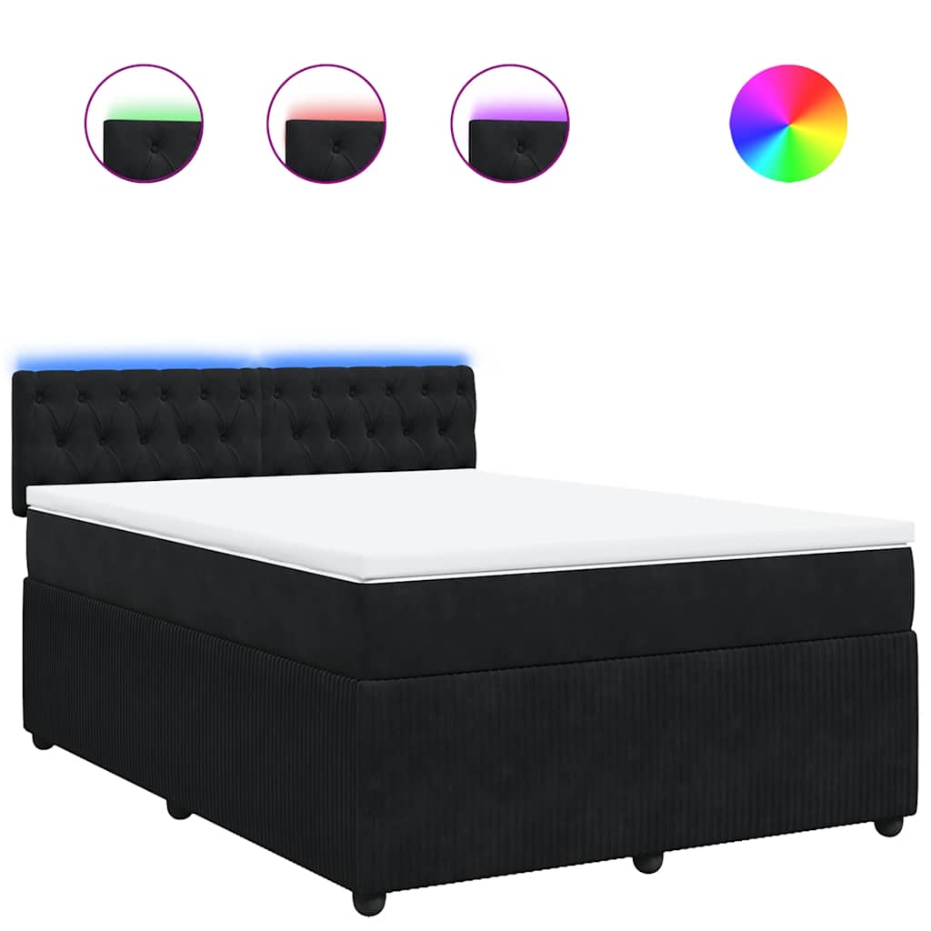 Thumbnail - vidaXL Boxspringbett mit Matratze Schwarz 140x190 cm Samt