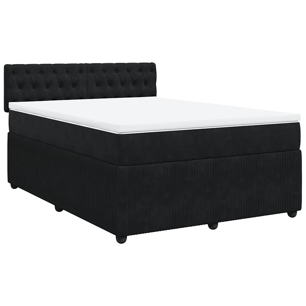 vidaXL Boxspring met matras fluweel zwart 140x190 cm afbeelding