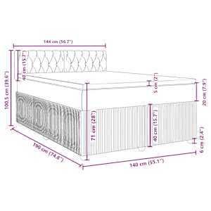 Box spring postel s matrací černá 140 x 190 cm samet - obrázek 18