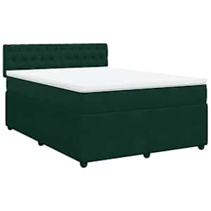 Box spring postel s matrací tmavě zelená 140x190 cm samet - obrázek 3