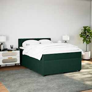 Box spring postel s matrací tmavě zelená 140x190 cm samet - obrázek 5